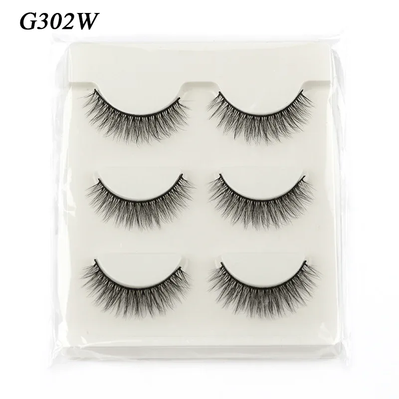 Falso cils 3 pares cílios postiços naturais longos 3d vison cílios macios macios finos feitos à mão cílios falsos ferramentas de maquiagem dos olhos