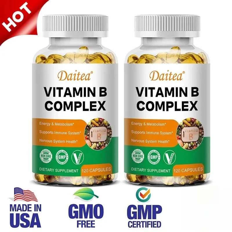 Daitea Composto VitaminB Cápsulas VB B1 B2 B3 B5 B6 B7 B9 B12 Melhor humor auxilia no sistema nervoso e suplemento de suporte energético