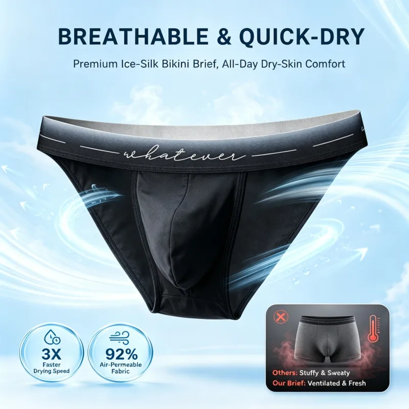 Cuecas masculinas de seda gelada com corte alto, estampadas com absorção de umidade, roupa íntima atlética respirável para fisiculturista, academia, uso diário, conjunto de 1 / 3 peças