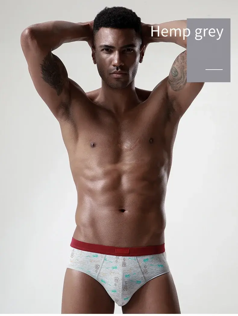Cueca masculina de algodão plus size, cueca sexy, respirável, biquíni, estampa gay, calcinha masculina