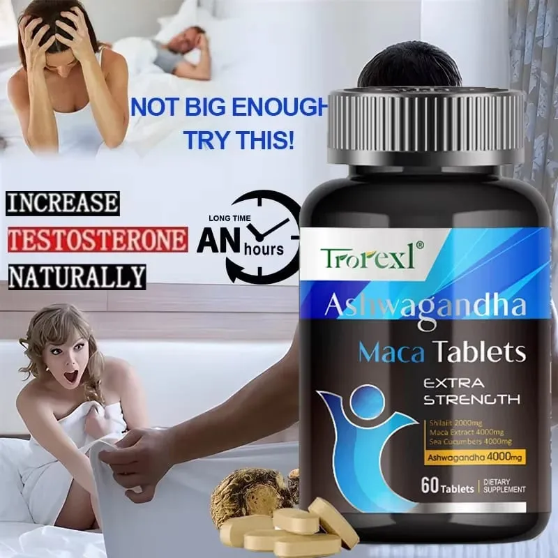 Ashwagandha Maca Tablets - Suplemento Masculino - Resistência para Homens