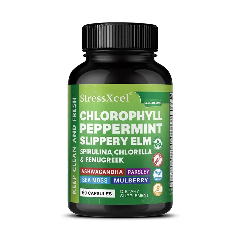 Cápsulas de clorofila com hortelã-pimenta - Apoia a limpeza interna, saúde intestinal, equilíbrio de pH, frescor natural e bem-estar diário