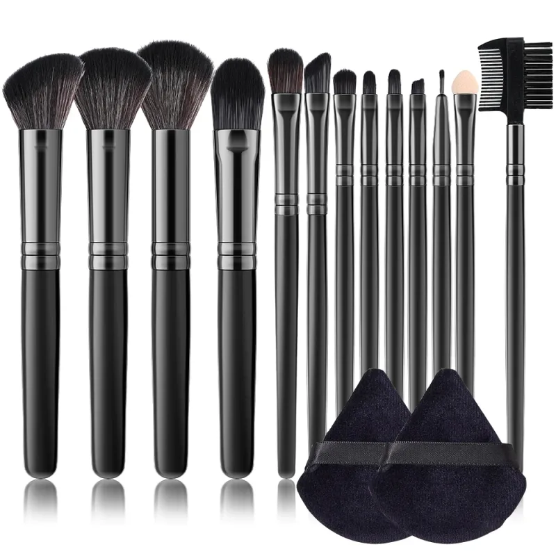 Profissional 13 pçs pincéis de maquiagem conjunto 2 pó puff esponja para cosméticos fundação blush sombra mistura escova ferramentas beleza