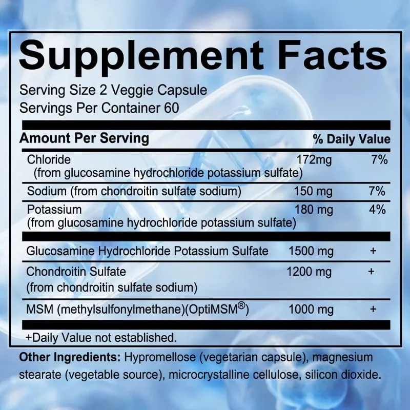 Glucosamine HCL Potassium Sulfate Chondroitin Sulfate Joint Support Helps with Joint Mobility Overall Health