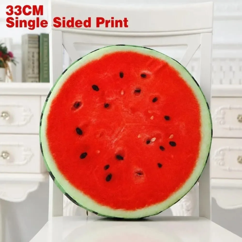 Bonito redondo frutas travesseiro simulação tecido de pelúcia almofada do assento frutas fatia impressão recheado interior travesseiro sofá decoração
