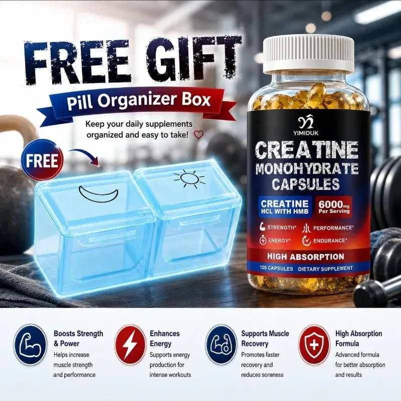 High Absorption Creatine Capsules with Mixed Creatine Vitamin E Boost Muscle Growth Extend Workout Accelerate Recovery