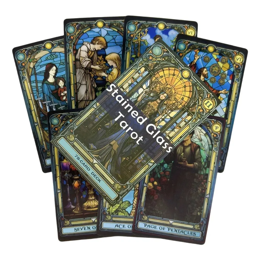 Stanined Glass Tarot Cards A 78 Deck For Beginners Deck Oracle English Visions Divination Edition Borad Deck Playing Games