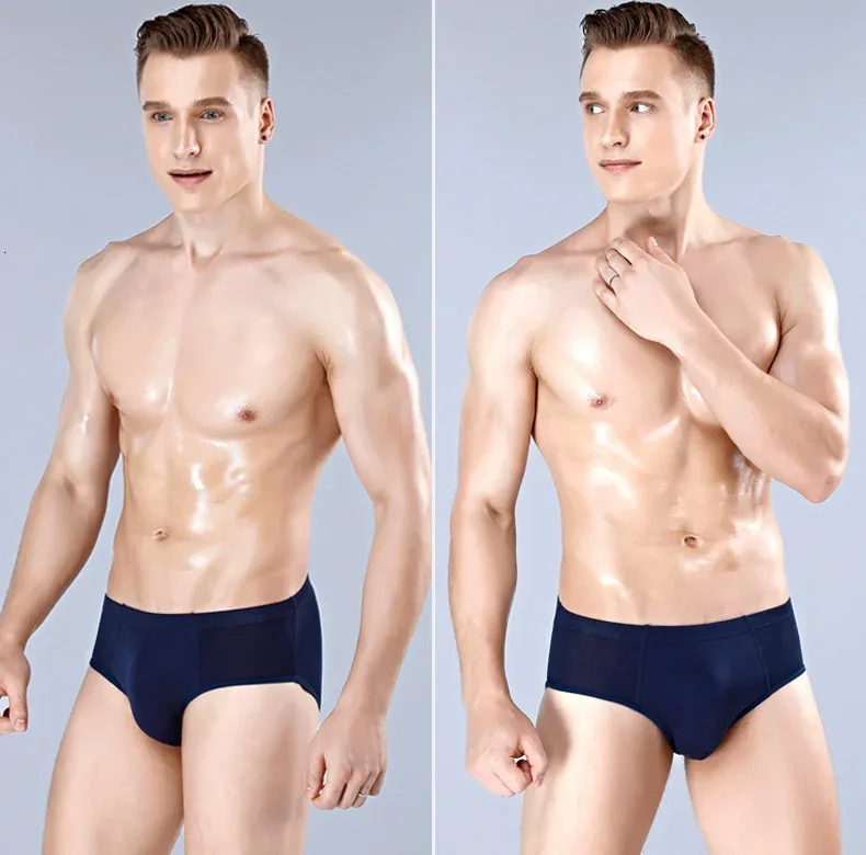 3 Packs Set Plus Size Solid Breathable Men Briefs Sexy Bamboo Fiber Hot Man Undrewear Black Sexy Male Panties New 5XL 6XL 2024