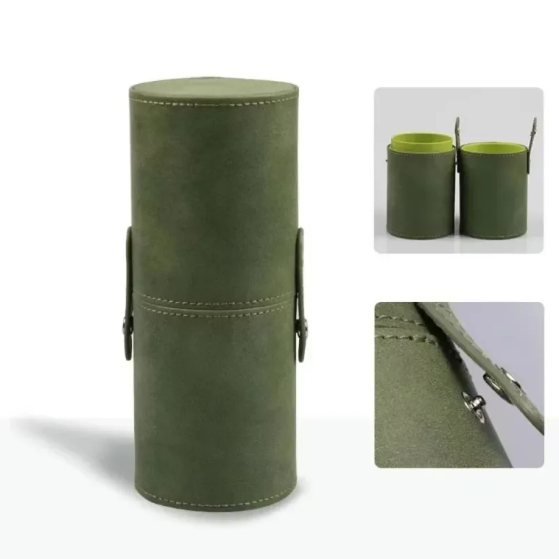 Balde de pincel de maquiagem de couro pu, à prova de poeira, à prova d'água, vazio, porta caneta, organizador portátil de pincéis de maquiagem
