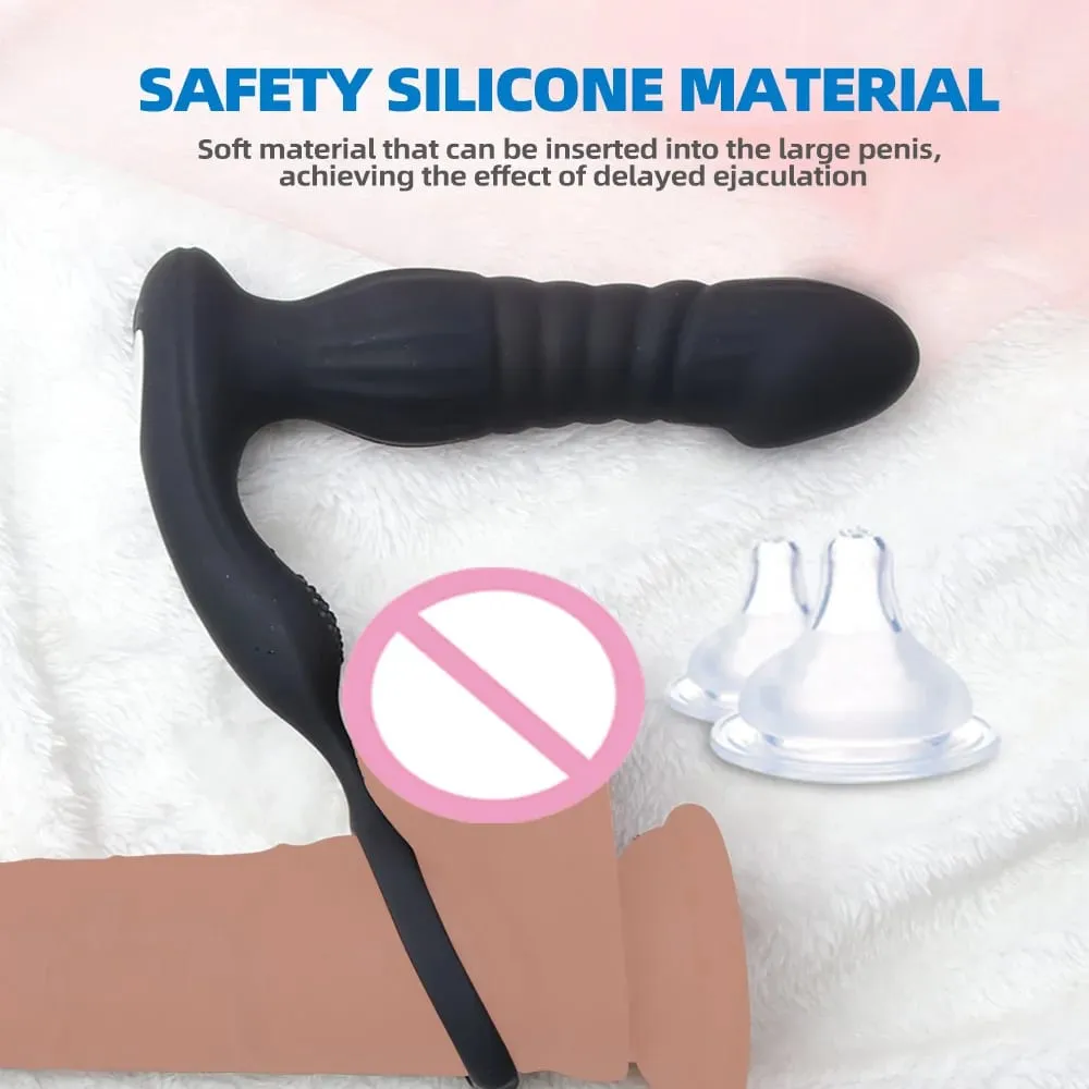 帶陰莖環前列腺按摩器肛門塞振動器遙控肛門塞性玩具男士和情侶用推力肛門振動器