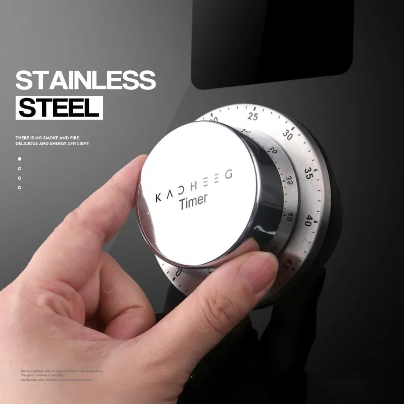 Luxo 304 aço inoxidável cozinha temporizador magnético volta cozinhar ferramenta de cronometragem texturizado cronômetro cronógrafo para fitness e estudo