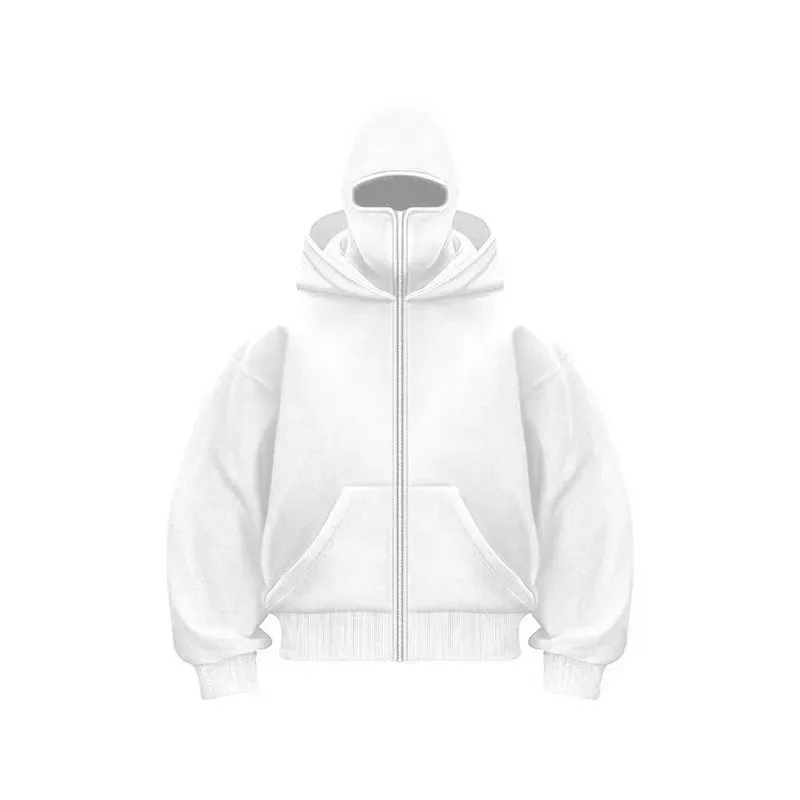 2025 Autumn Men Balaclava Y2K Gothic Harajuku Winter New Item Double Hooded Sweatshirt Men's Hooded Mask Zipper Sportswear Women