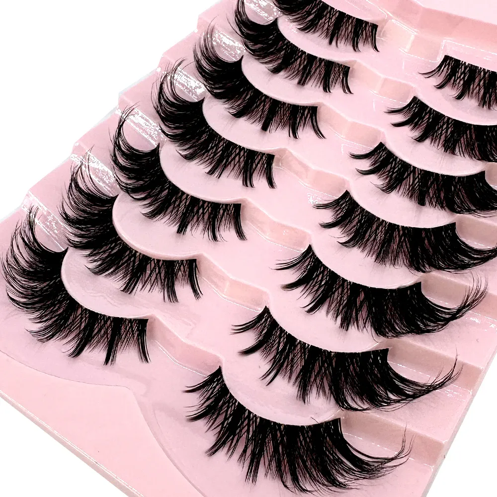 7/8PairsCat Eye Eyelashes manga Lashes 3D Clear Band Lashes naturalHalf Lashes End Eye Elongated Mink Eyelashes Fluffy Eyelashes