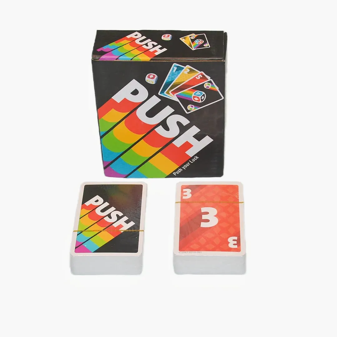 《Push 2026》 um jogo de cartas jogo de tabuleiro jogo interativo com instruções em inglês espanhol francês alemão italiano e holandês ritmo acelerado fácil de aprender uma ótima opção para festas