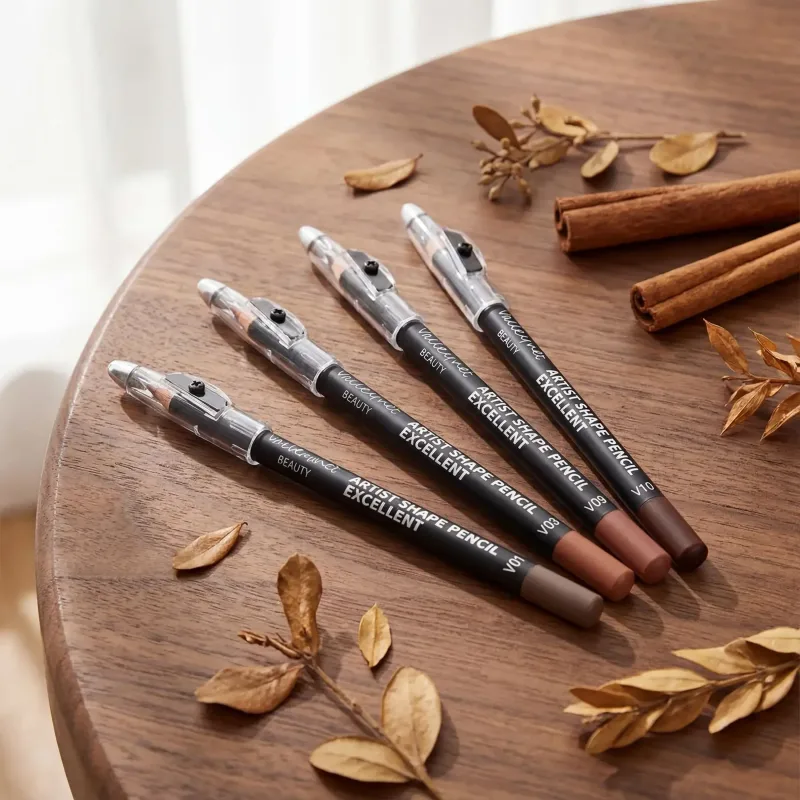 4 Piece Brown Shades Lip Liner Set Matte Waterproof Compatible with Various Lip Glosses and Lipsticks Portable Bag Size