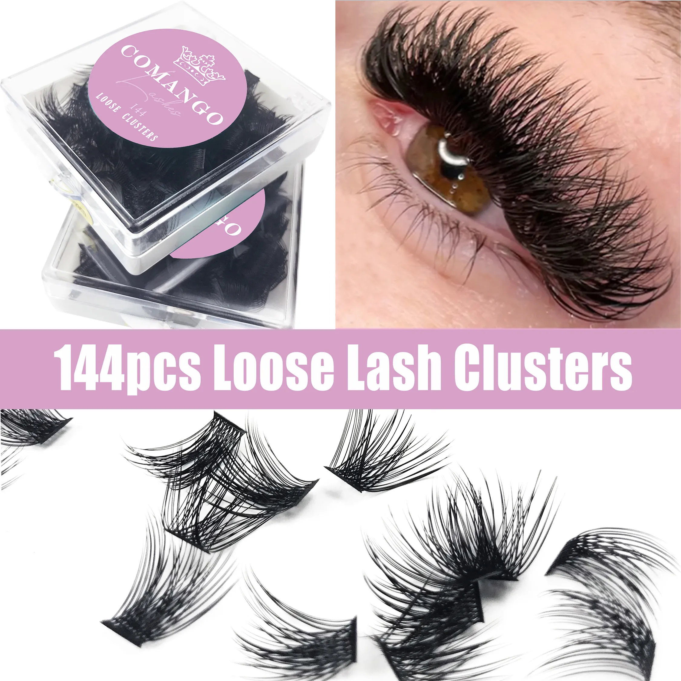 144pcs cílios soltos segmentados cluster individual russo fino c/d curl cluster extensão de cílios faça você mesmo em casa
