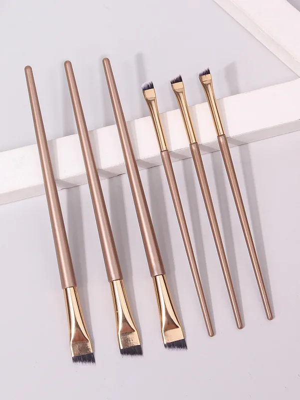 6 pçs conjunto de pincéis de maquiagem delineador fino pincéis de forro fino profissional escova de sobrancelha angular alta qualidade ferramenta de maquiagem de contorno de sobrancelha — image 10
