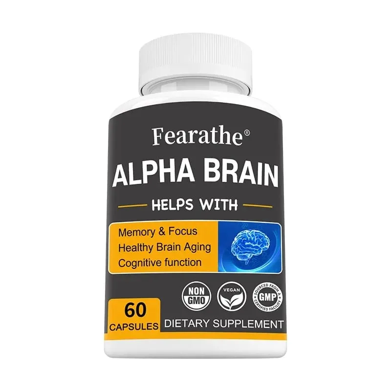 Alpha Brain Nootropics Brain Supplement for Men and Women - Memory Mental Clarity & Cognition with Vitamin B6 Focus Capsules