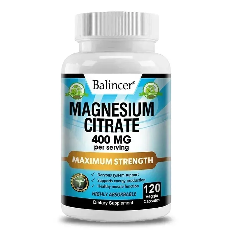 Suplemento de citrato de magnésio Balincer apoia a saúde do coração do sistema nervoso muscular e fornece energia