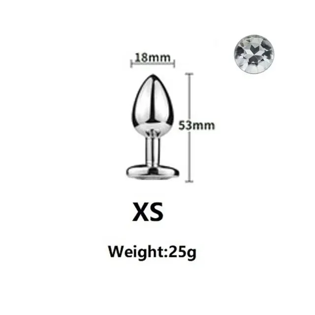 Small Size Metal Anal Beads Butt Plug Mini Rainbow Rose gold Butt Plug Crystal Jewelry Trainer Anal Dildo Masturbation Sex Toy
