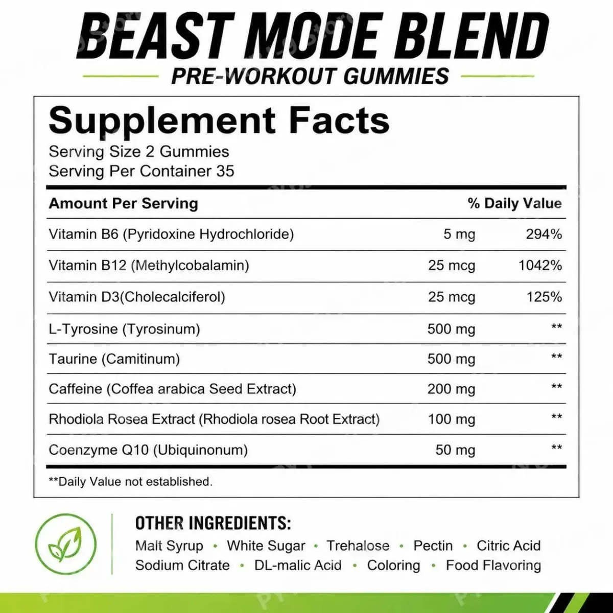 Docteat Beast Mode Blend Pré-treino Gummies Foco de Energia e Suporte de Resistência para Treinamento de Força e Ginásio Ativo Dias 70 Contagem