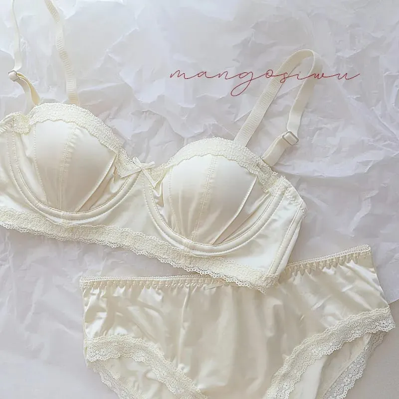 Luxo francês minimizador sutiã cetim renda fina copo macio underwire uplift centralização anti-flacidez sólido conforto suporte elegante feminino