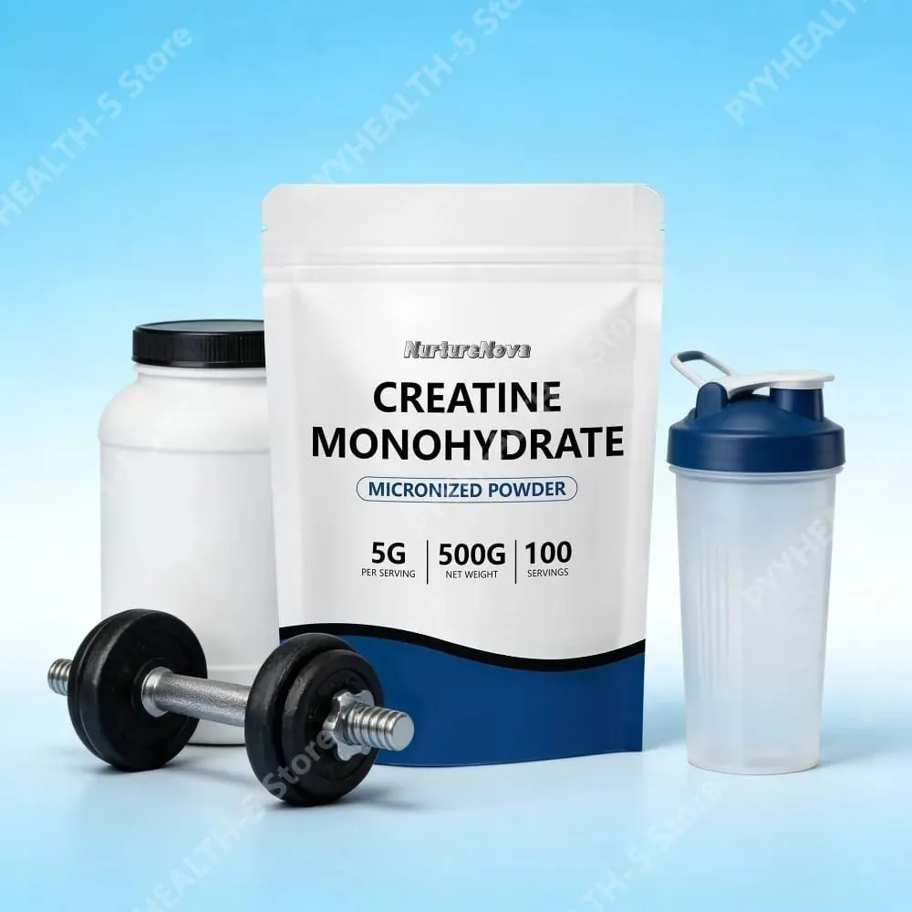 Creatina monohidratada em pó micronizada 5g por porção 100 CT 500g de peso líquido para nutrição esportiva suporte para treinamento físico