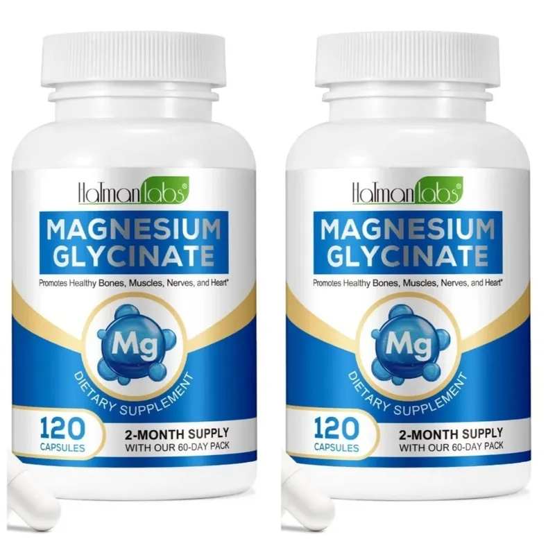 Cápsulas de glicinato de magnésio com 208mg de bisglicinato elementar para suporte ósseo, muscular e nervoso saudável, adultos 120 cápsulas