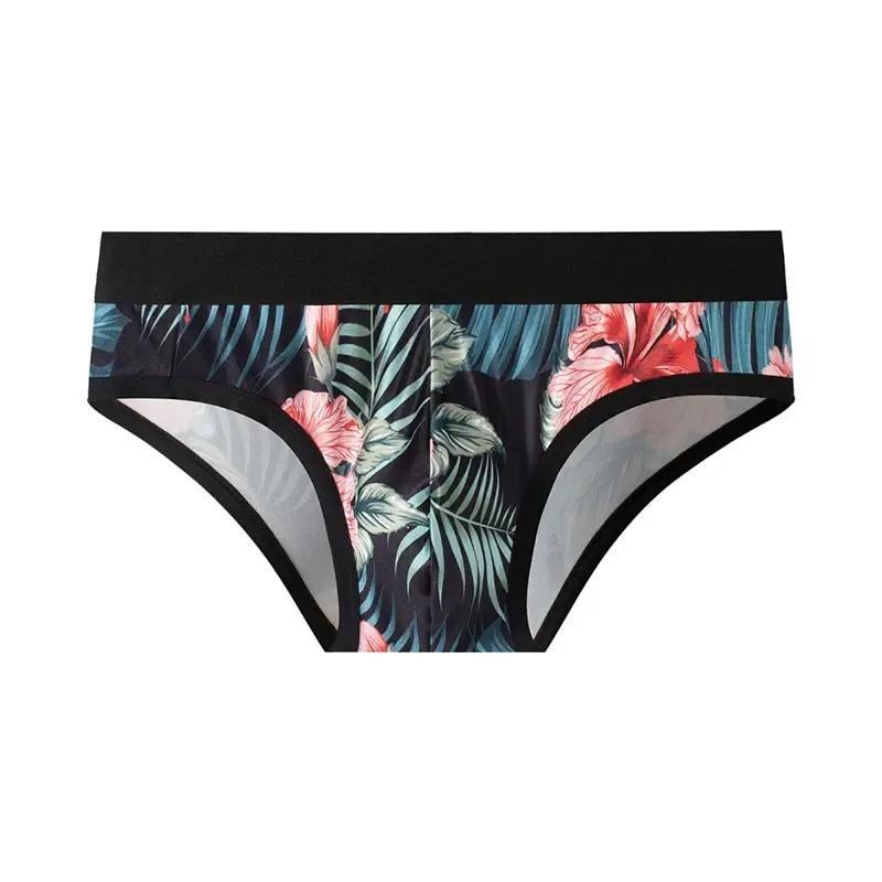 3PCS Men's Underwear Trend Printed Ice Silk Men's Triangle Briefs New Fashion Printed Triangle Briefs Comfortable Briefs
