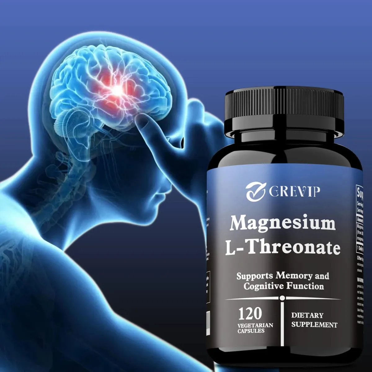 Magnesium L-Threonate Supplement – Promotes Brain Health and Enhances Memory Boosts Nerve Energy Sleep Support Cognition