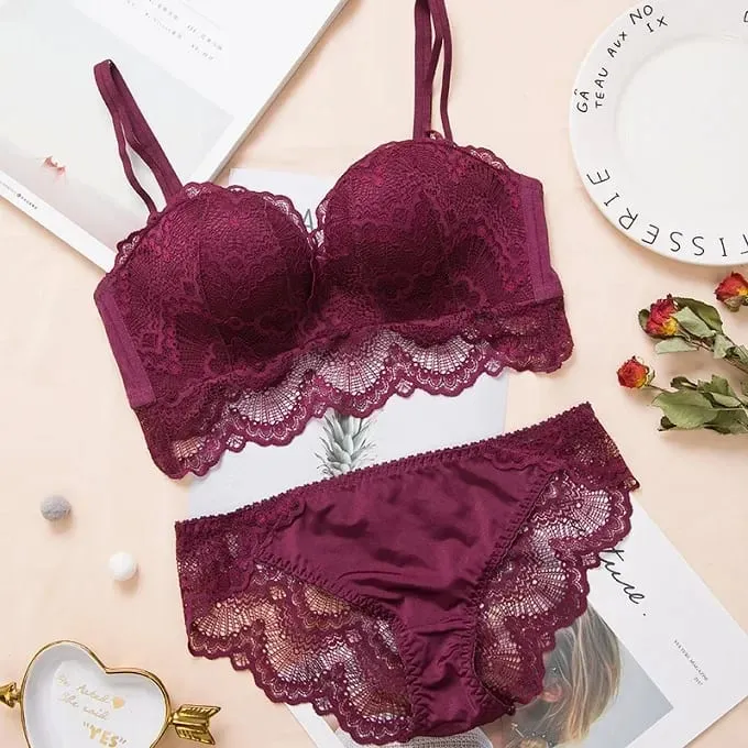 Sexy push up sutiã conjunto de lingerie-confortável sem fio renda roupa interior massagem palma copo para elevador 75c/80c/85c — image 10