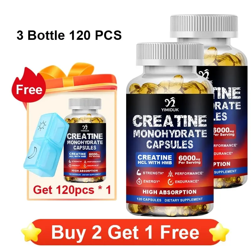 High Absorption Creatine Capsules with Mixed Creatine Vitamin E Boost Muscle Growth Extend Workout Accelerate Recovery