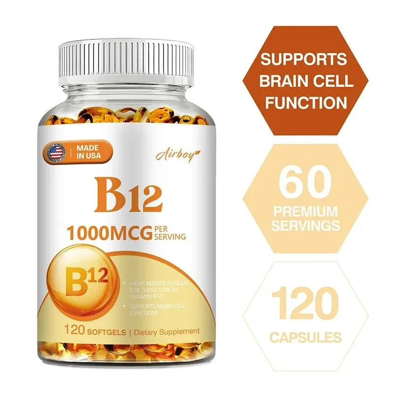 Vitamina B12 1000mcg - Beneficia a função cerebral e cardíaca O aprendizado da memória ajuda a aumentar a energia natural
