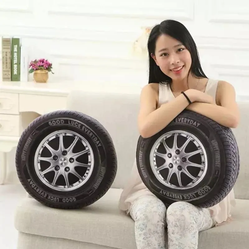 Simulação 3d pneu de carro travesseiro de pelúcia realista impresso roda almofada criativo engraçado sofá lance travesseiro auto entusiasta decoração presente