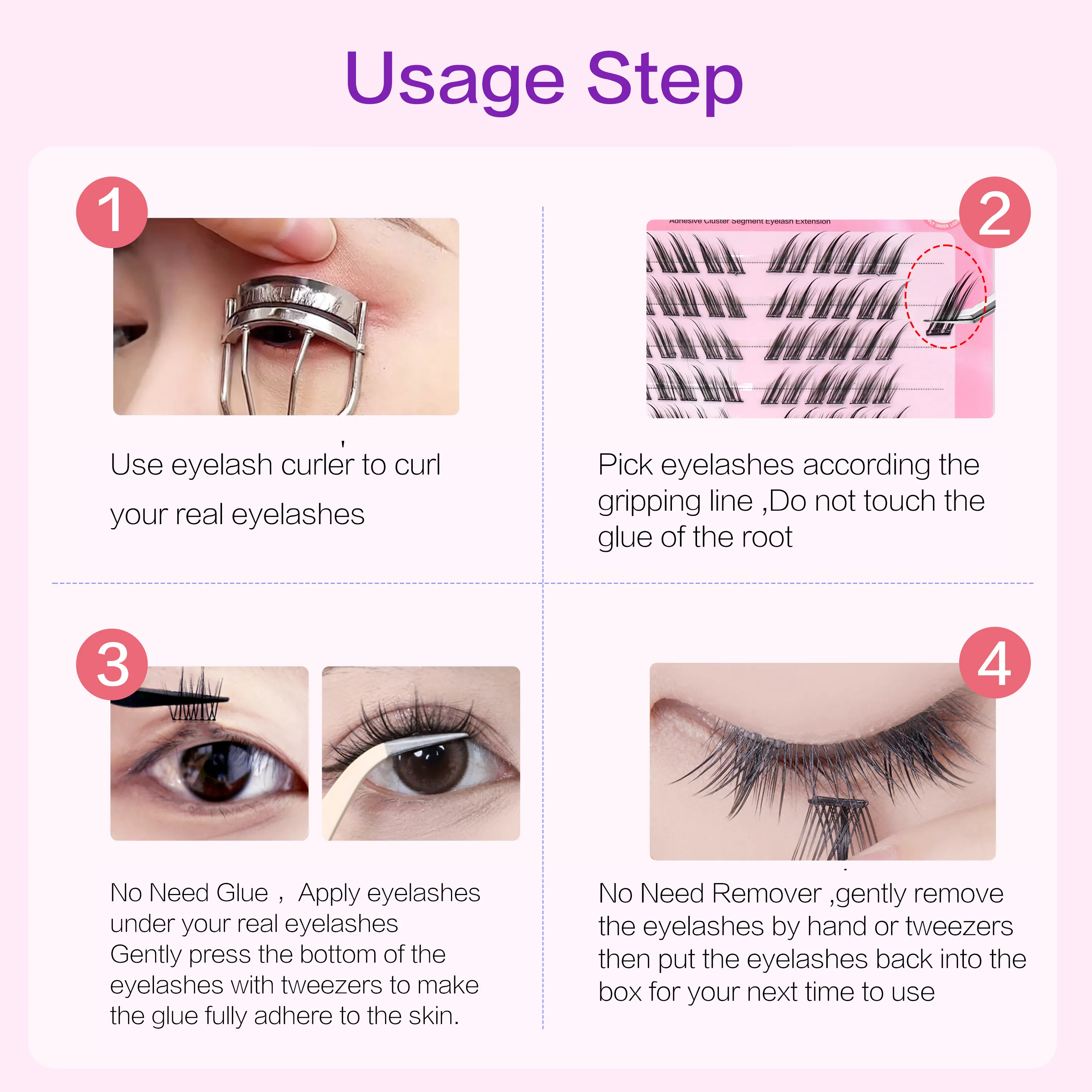 FindLove Fox Eye Lashes Pré Colados Cílios Postiços C Curl 12mm Reutilizáveis ​​Manga Cílios Macios Sem Cola Precisa de Ferramentas de Maquiagem de Cílios