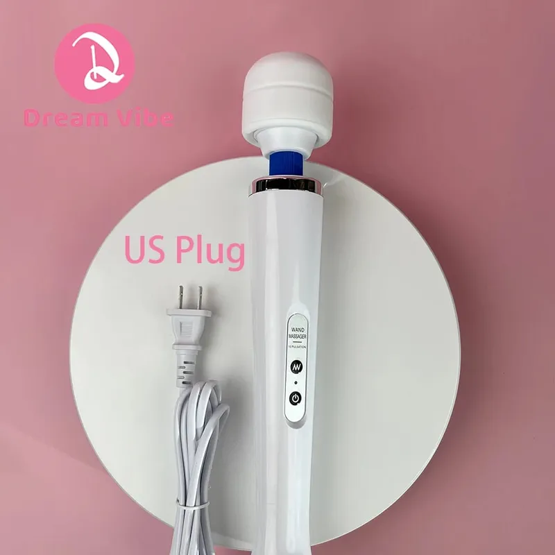 Cabled Mega Wand UK Plug Wand Massager with Wire Super Powerful 10 Vibrations Pleasure Women Sex Sports Recovery Muscle Aches