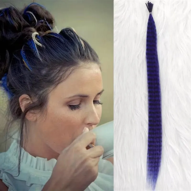 10-Piece Rainbow Synthetic Feather Extensions Multicolor 16-Inch Hair Add-ons Suitable for Women