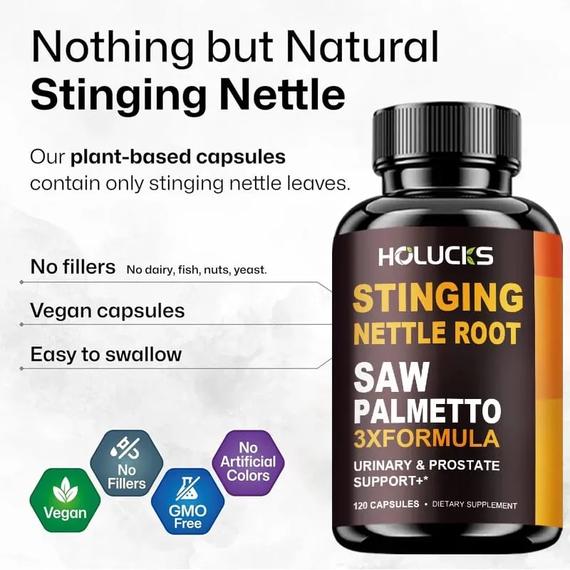 Stinging Nettle Root & Saw Palmetto Capsules Help Promote Prostate Health Hair Growth Urinary Tract Support Premium Formula