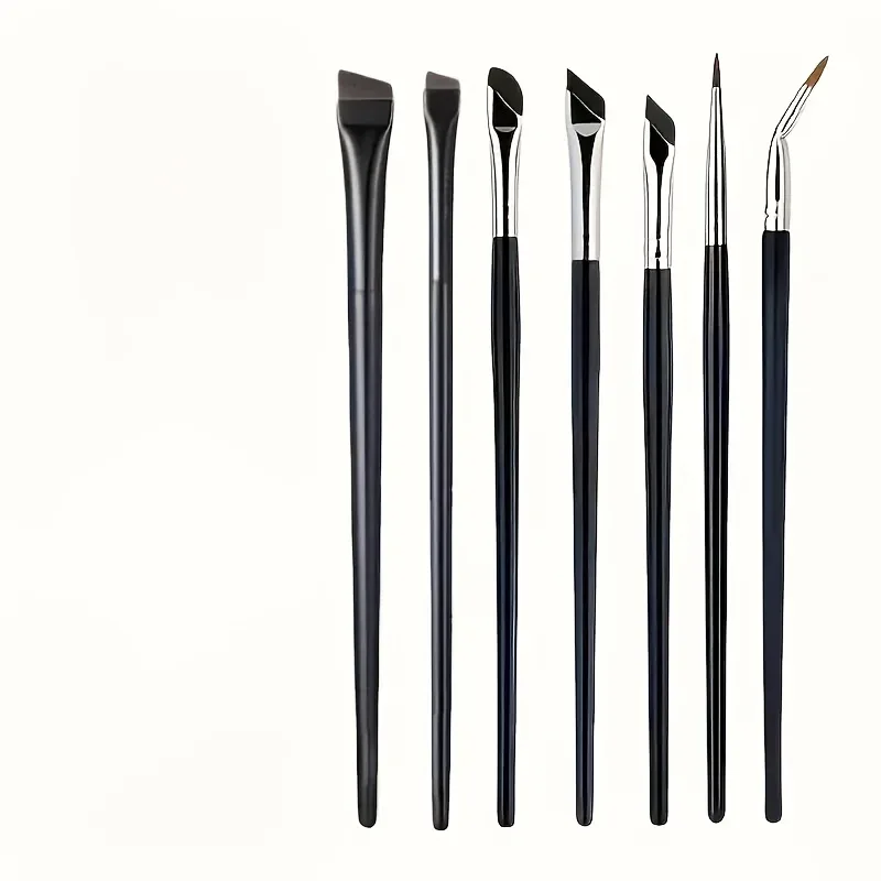 Pincel de delineador plano angular ultrafino, escova de lâmina em forma de foice para sobrancelha sob os olhos, esfumador preciso de cílios inferiores e delineador alado