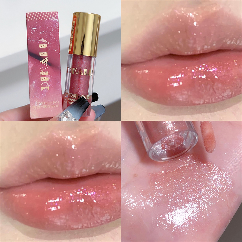 Pérola diamante brilho labial esmalte de longa duração hidratante brilho labial matiz óleo espelho de maquiagem água luz batons líquidos