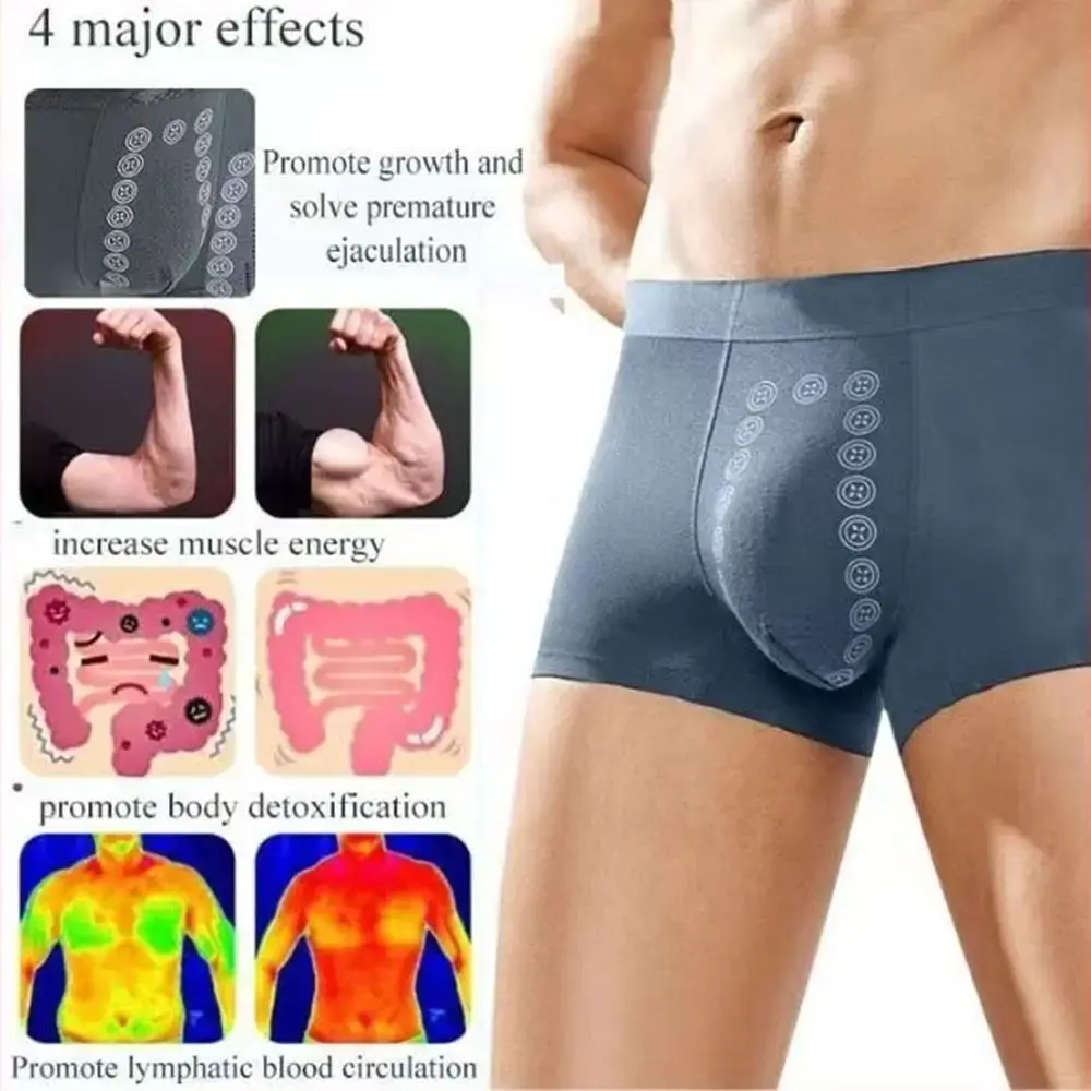 Cueca masculina de poliéster, cueca boxer de terapia magnética de fibra extensível, cuecas confortáveis ​​para uso casual