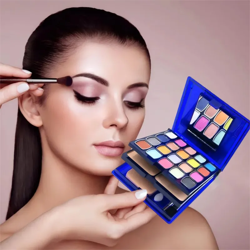 30-color multifunctional makeup palette eyeshadow + blush + powder + lip gloss comes with a powder puff eyeshadow brush cont