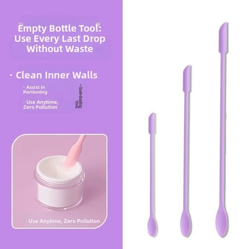 3 pçs portátil mini raspador de silicone dupla-cabeça alongada máscara facial escova macia cosméticos escavação colher pincéis de maquiagem conjunto