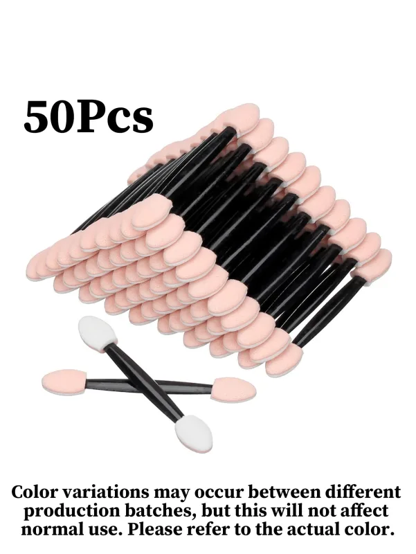 200/50/20 Double-Ended Eyeshadow Applicators Disposable Eye Makeup Brushes Double-Sided Sponge Applicators Suitable for Women and Girls (Black Nude White)