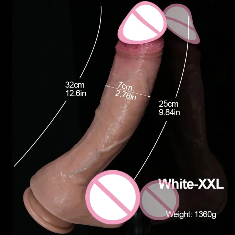 Xxl com vibrador realista de silicone, pau macio, ventosa, pênis, brinquedos sexuais anais, estimulador de ponto g com eixo curvo e bola