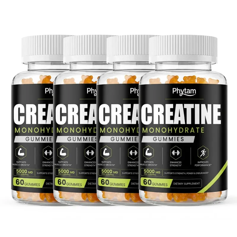 5000mg Creatina Monohidratada Bear Gummies 60 Count Mastigável Suplemento Nutricional de Treino Diário Suporta Desempenho Atlético e Manutenção Muscular