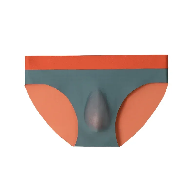 Roupa interior sem costura de seda gelo masculina 3d perfuração triângulo shorts verão cuecas finas meninos shorts esportivos