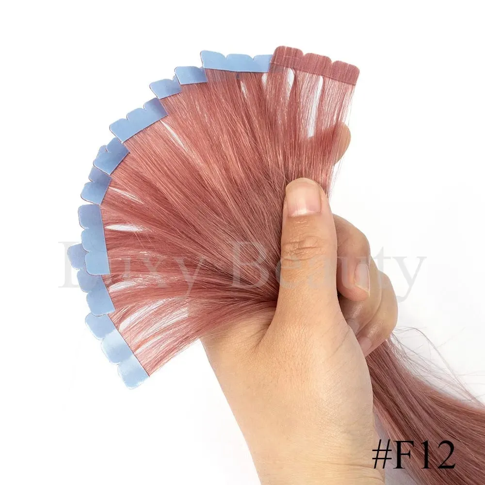 Mini fita colorida em extensões de cabelo, fita invisível sem costura em cabelo humano 10 tamanhos rosa vermelho verde roxo azul mini fita de cabelo