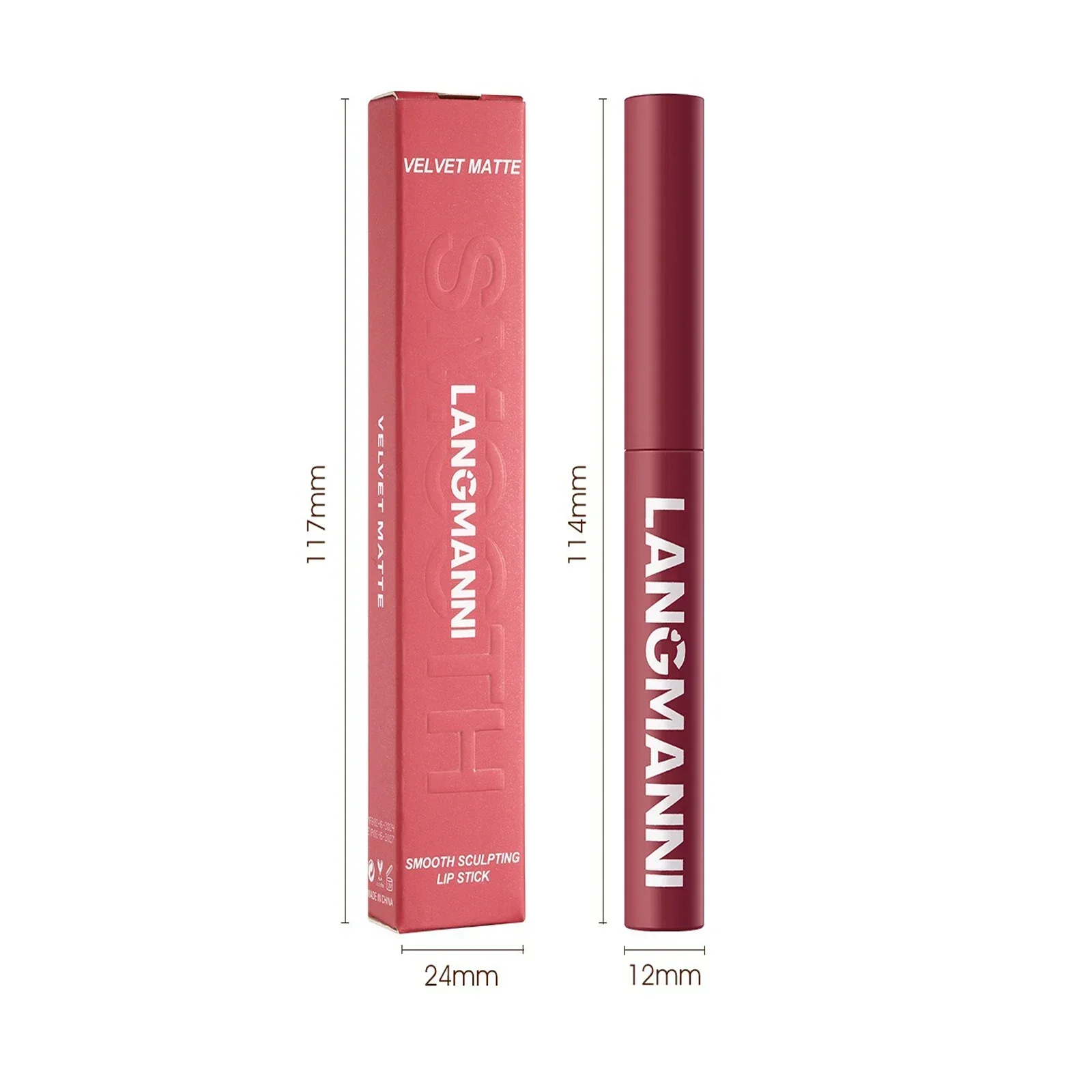 Batom rotativo de veludo fosco, batom à prova d'água de longa duração, copo antiaderente, coloração labial, cosméticos, delineador de maquiagem