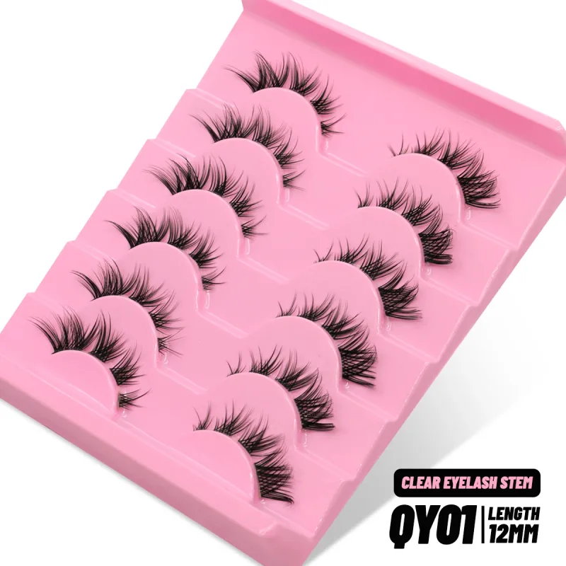 Cat eye Lashes 5/6 pairs Clear Band Lashes Natural Look 6D Wispy Eyelashes False Lashes Eyelashs Extension